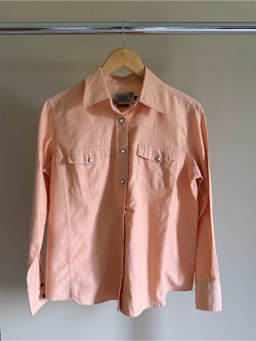 C.E. Schmidt Workwear Vintage Peach Long Sleeve Western Shirt